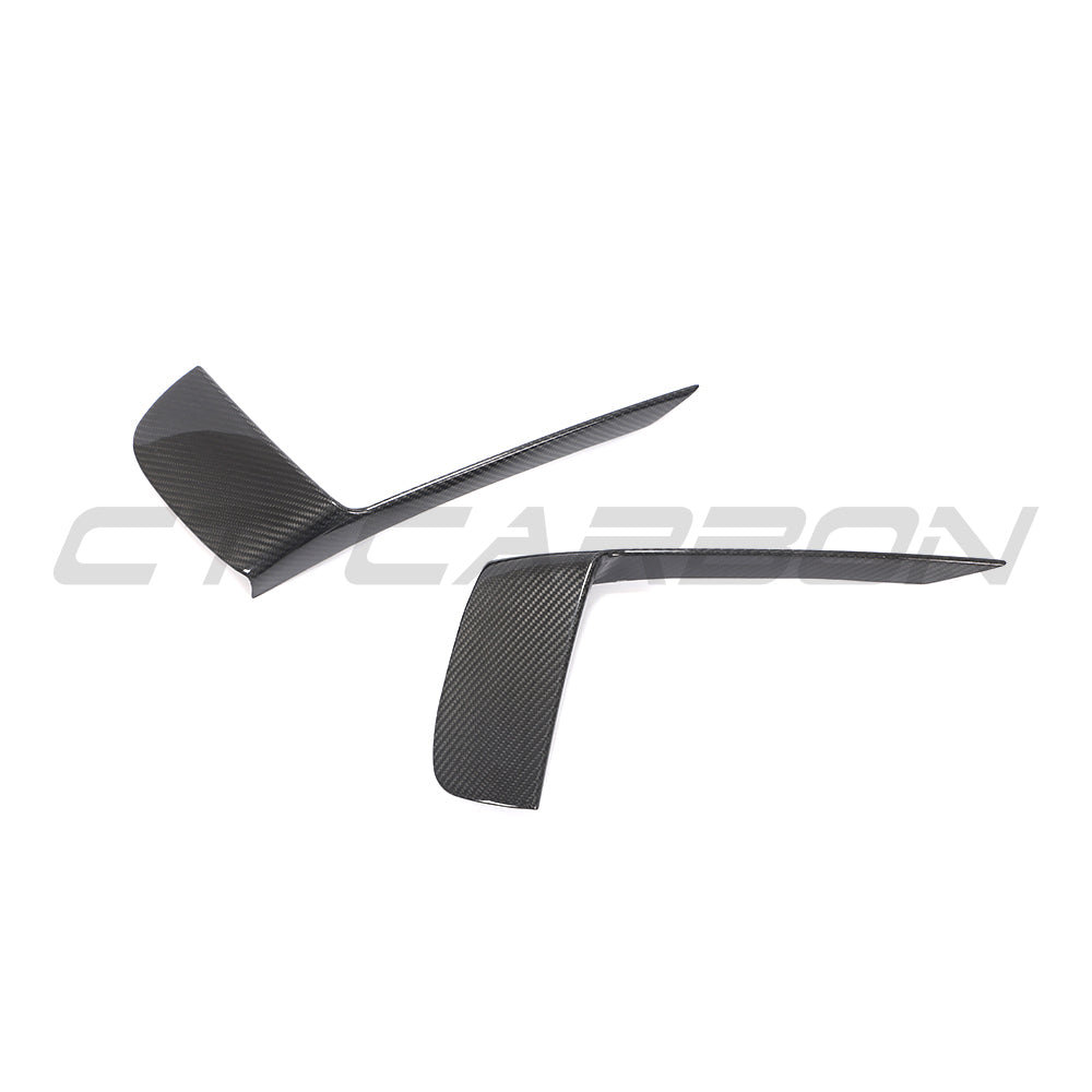 CT Carbon Porsche 911 991.2 GT3RS 2018-2020 carbon fibre front bumper trim covers, close-up of sleek, lightweight accessory.