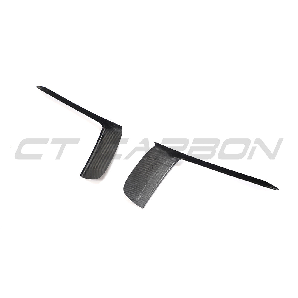 CT Carbon Porsche 911 991.2 GT3RS 2018-2020 carbon fibre front bumper trim covers, close-up view of sleek, lightweight accessories.