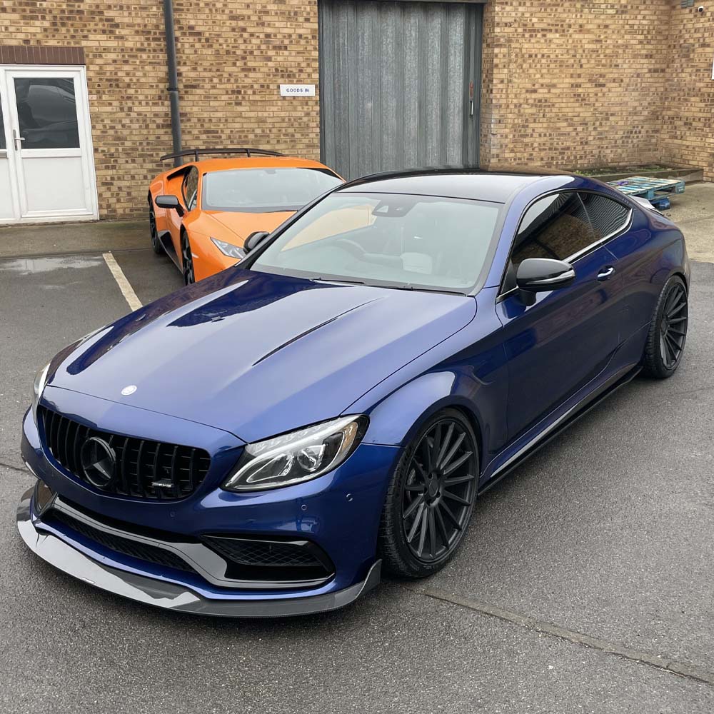 MERCEDES W205 C63 COUPE/CONVERTIBLE CARBON FIBRE SPLITTER - V3 - CT DESIGN
