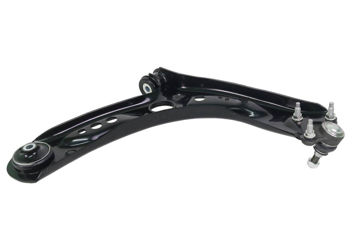 Whiteline front lower control arm, a durable automotive suspension component, shown in a close-up image.