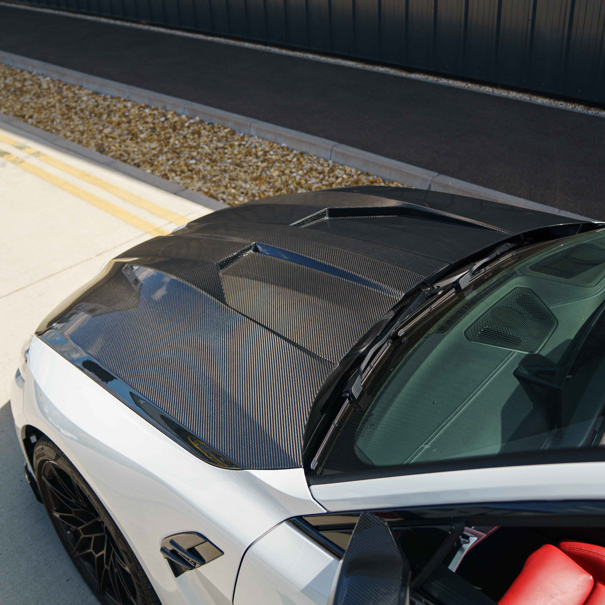 BMW G80 G81 G82 G83 M3 M4 2021+ dry carbon fibre bonnet by CT Carbon, showcasing lightweight, high-performance hood design.
