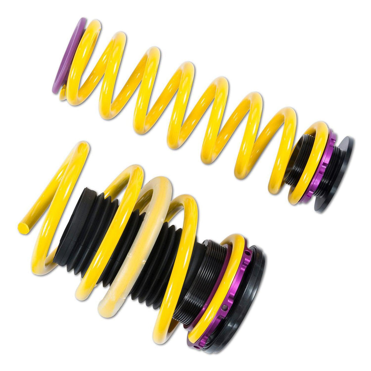KW Suspension Audi S3/RS3 8V height adjustable lowering spring kit with EDC, showing coil springs on vehicle suspension.