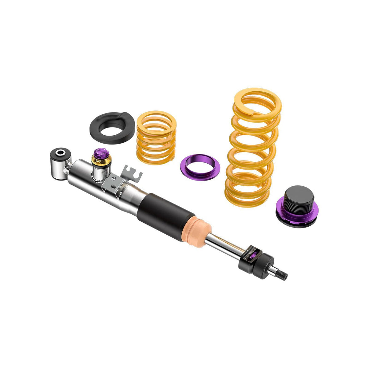 KW Suspension V4 Coilover Kit for BMW G80 M3 and G82 M4 XDrive, adjustable suspension coilovers with sporty design.