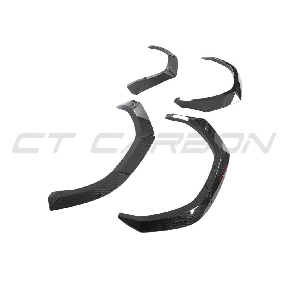 Lamborghini Urus full carbon fibre arches by CT Design, close-up view showing sleek, lightweight automotive enhancement.