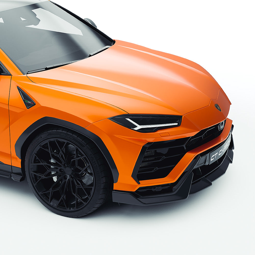 Lamborghini Urus with CT Design V2 full carbon fiber kit, showcasing sleek carbon fiber exterior components on the luxury SUV.