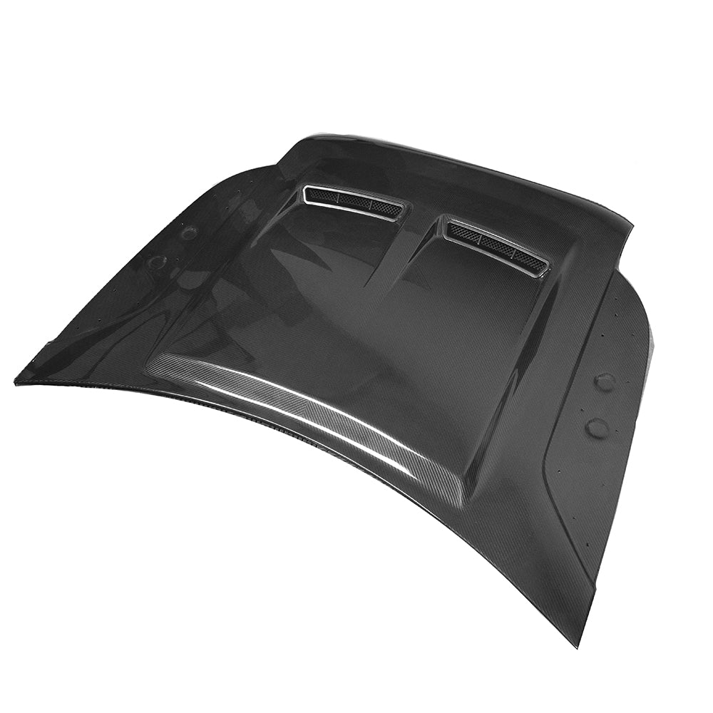 Carbon fiber bonnet for Land Rover Defender L663 SV style, featuring a sleek, lightweight design with detailed carbon fiber pattern.
