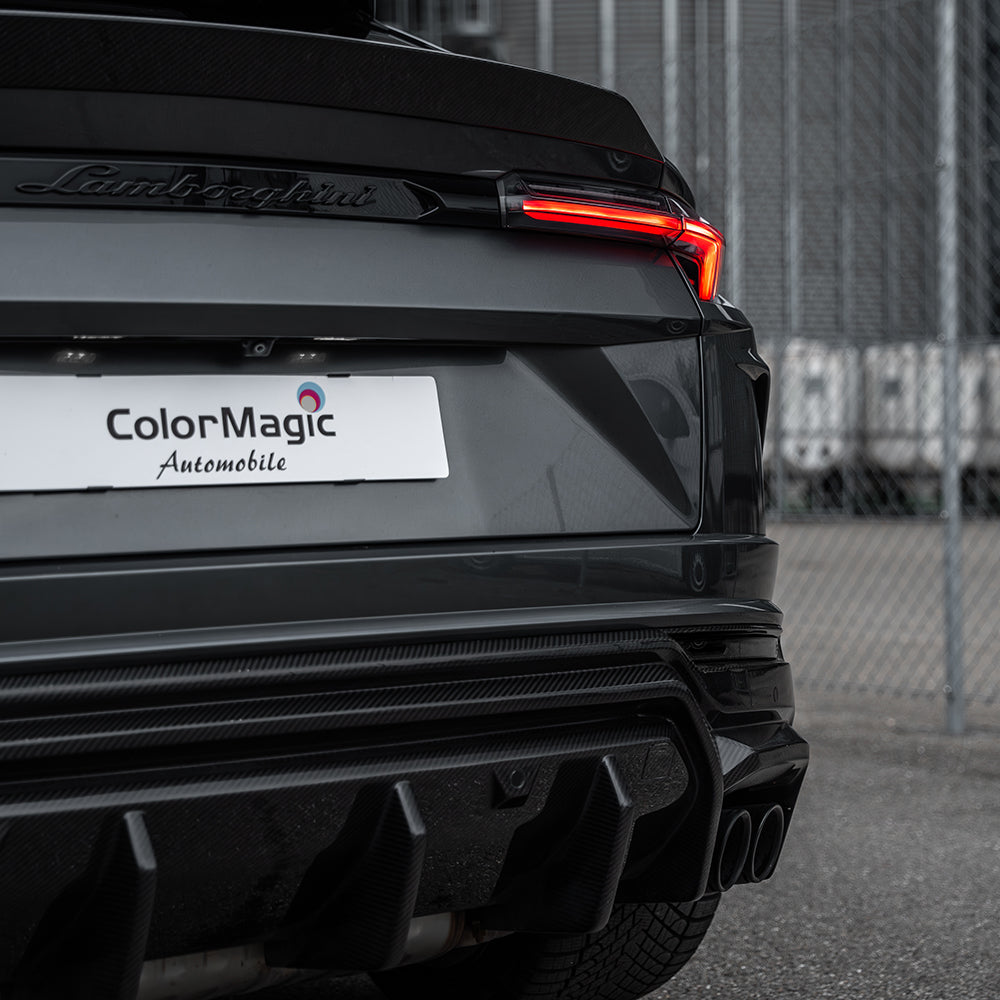 Lamborghini Urus carbon fibre full wide arch kit by CT Carbon, showing the sleek, wide arch design on the vehicle.