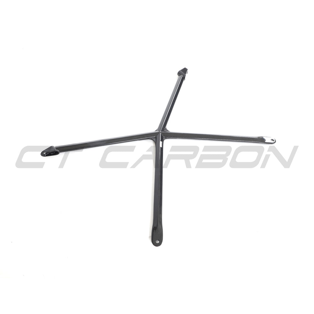 CT Carbon carbon fibre strut brace for Audi R8 Coupe 2015-2024, showing the sleek, lightweight design mounted in the engine bay.