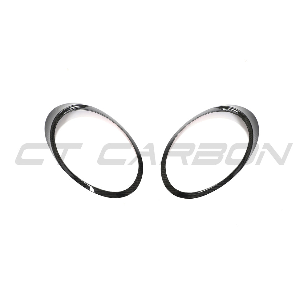 CT Carbon Porsche 991 911 2012-2021 carbon fiber headlight eyebrows accessory installed on a Porsche 911.