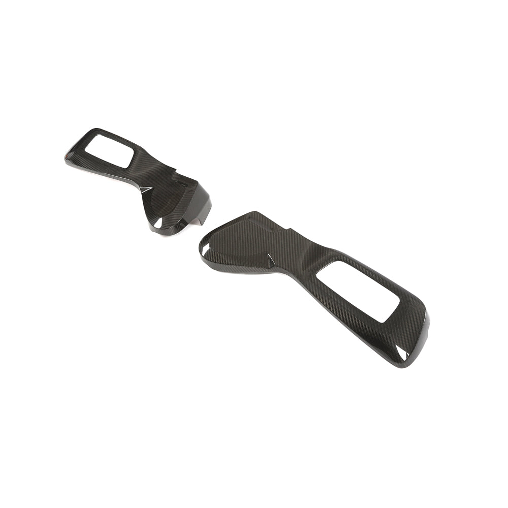 BMW F80 M3 2014-2020 Carbon Fibre Seat Control Cover by CT Carbon, showing sleek black carbon fibre finish on seat adjustment controls.