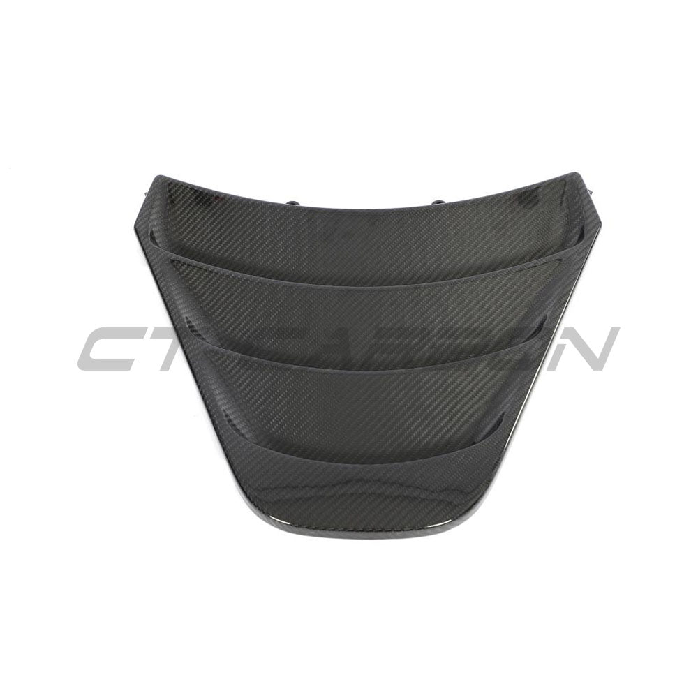 MCLAREN 720S carbon fibre engine cover by CT Carbon, showcasing sleek, lightweight design and textured carbon fiber surface.