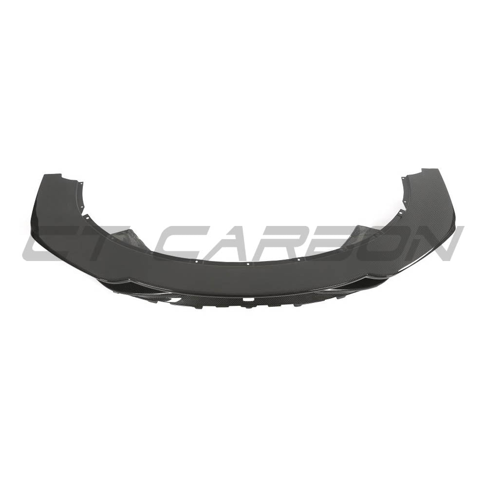 Carbon fiber splitter for McLaren 720S by CT Carbon, showcasing the sleek, aerodynamic design and textured finish.