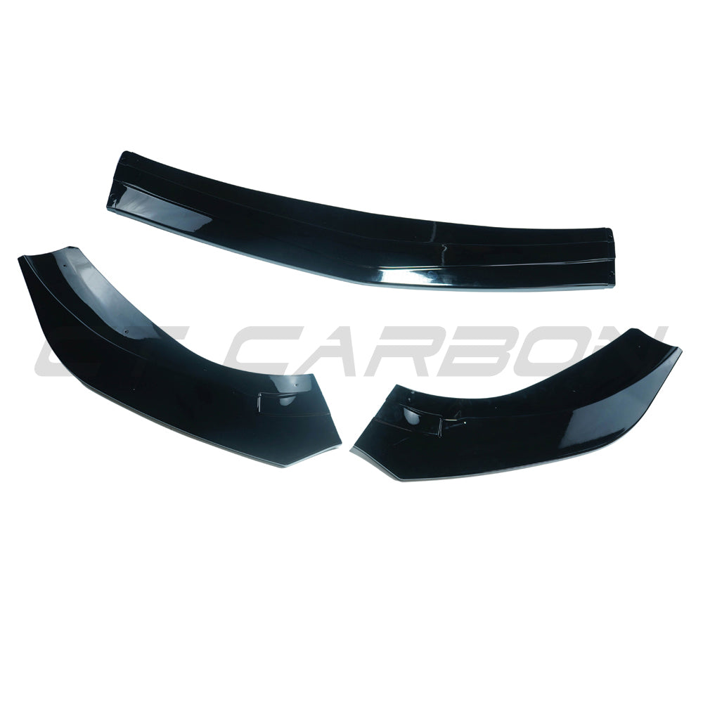 Mercedes A-Class V177 W177 2018-2022 CT Carbon gloss black splitter V2, close-up of the sleek aerodynamic car splitter.