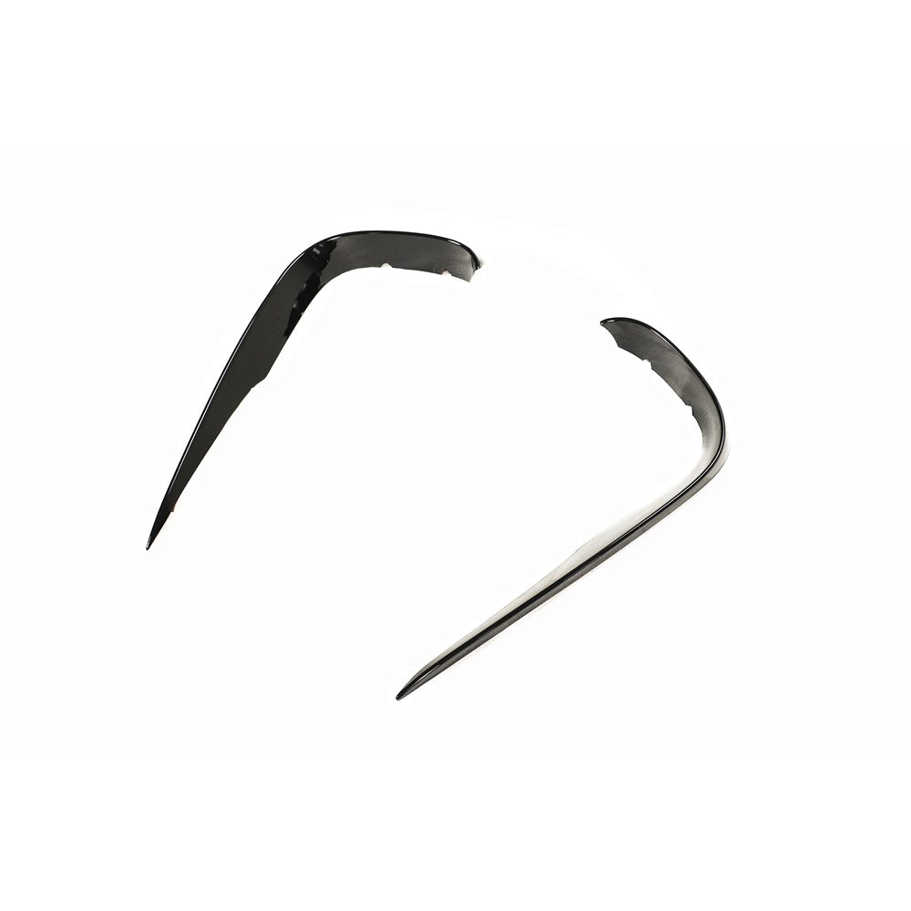Mercedes C238 2017-2020 E-Class Coupe front bumper trim accessory by CT Carbon, featuring close-up of sleek black finish.