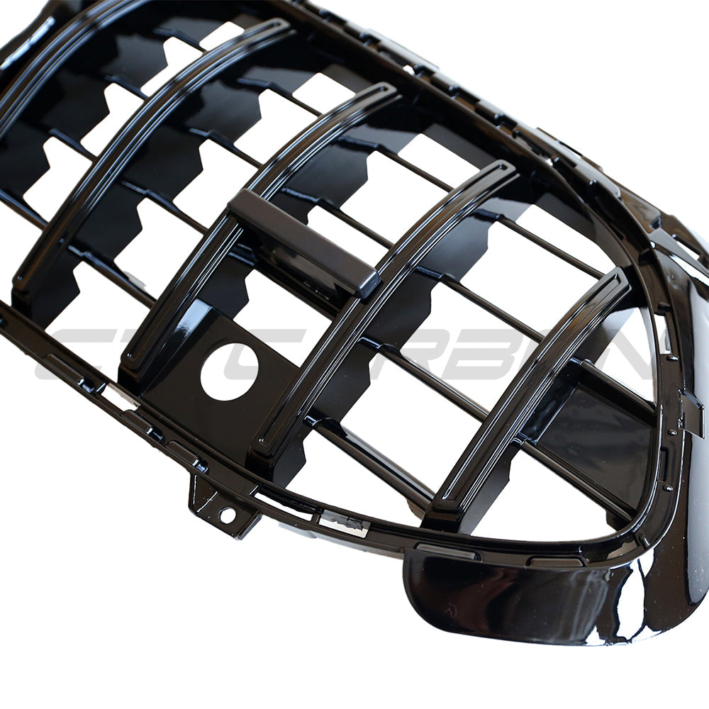 Mercedes V177 W177 A-Class 2022+ CT Carbon Panamericana black grille showing the front view with a bold, aggressive design.