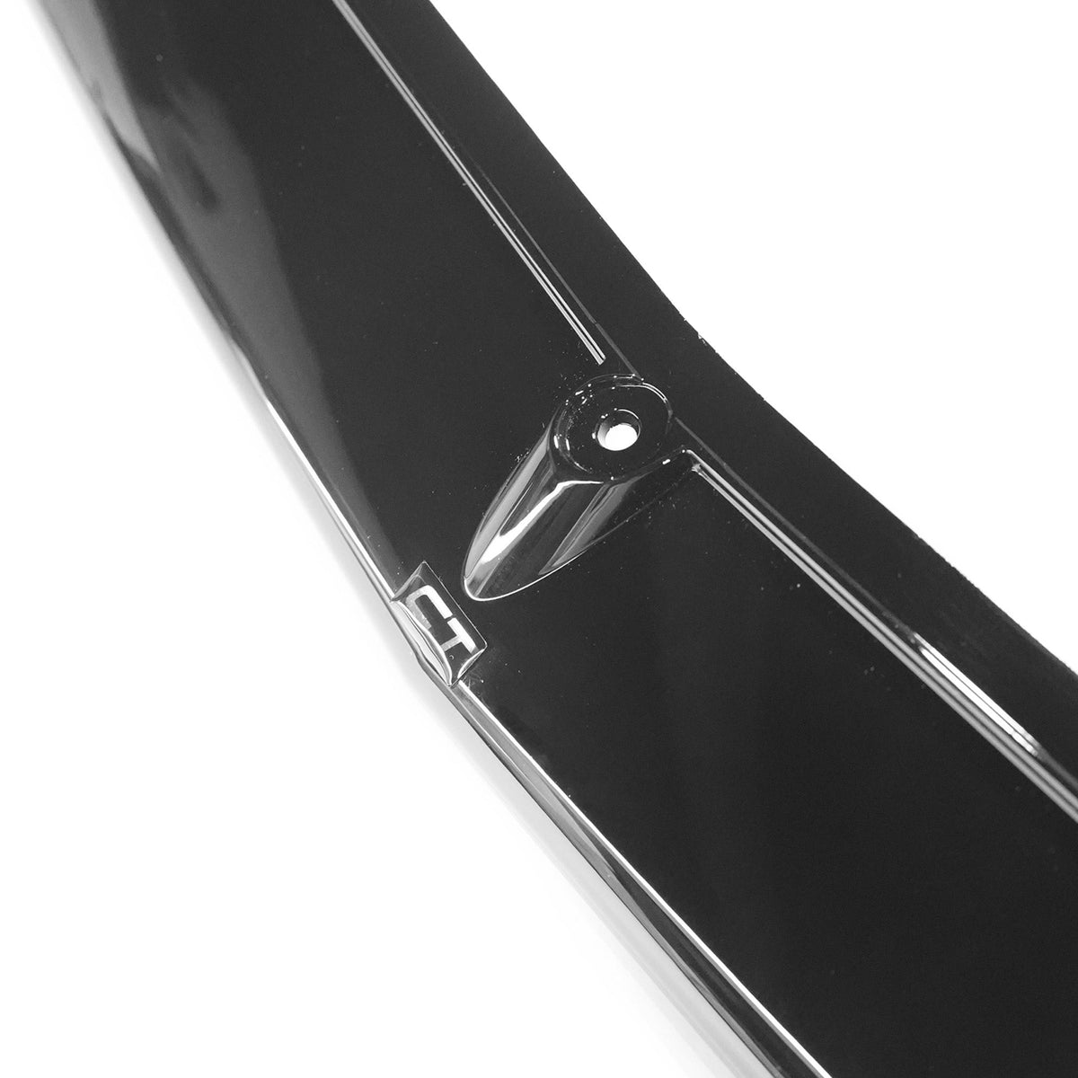 Mercedes W205 C63 Coupe 2015-2018 CT Carbon gloss black splitter installed on the front bumper.