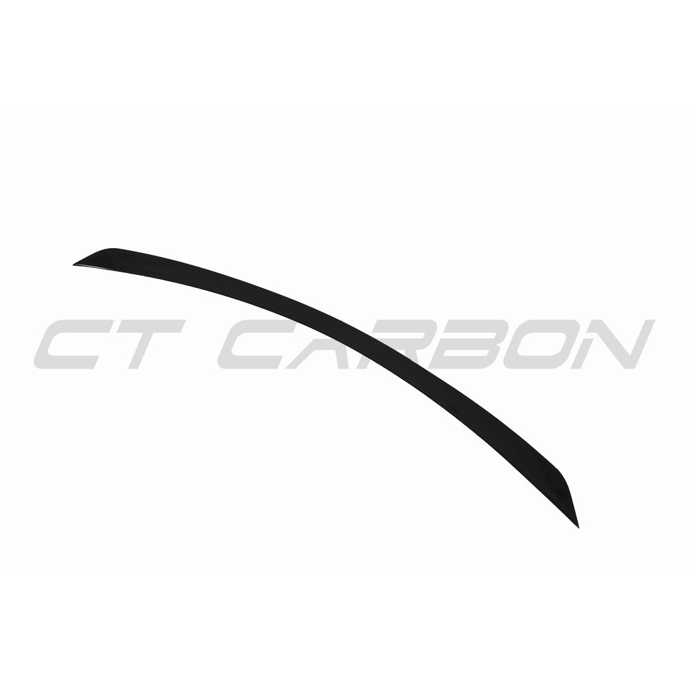 Mercedes W213 2016-2020 E-Class CT Carbon gloss black spoiler installed on vehicle, showcasing sleek aerodynamic design.