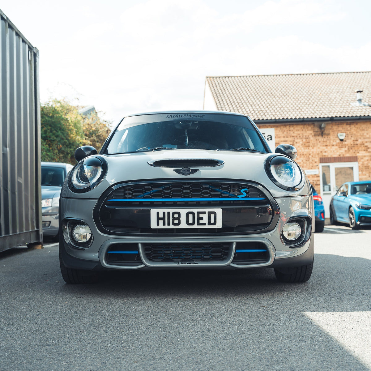 Mini Cooper S and JCW F56 carbon fibre fog light covers by CT Carbon, showcasing sleek, lightweight protective accessories.