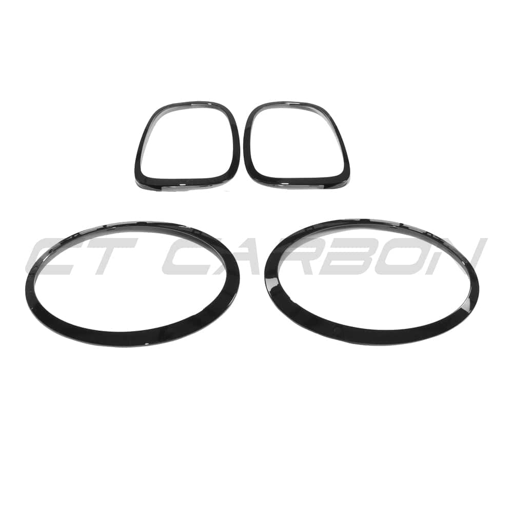 Gloss black light surround pack for MINI Cooper S and JCW F56 by CT Carbon, featuring sleek, high-quality accessory detail.