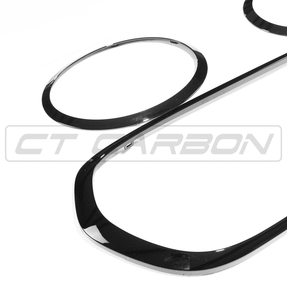 Gloss black replacement trim for MINI Cooper S / JCW F56 accessories by CT Carbon, showing close-up of sleek, shiny exterior trim piece.