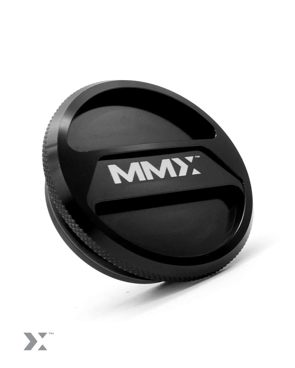MMX Performance washer fluid filler cap with MMX logo, engine bay trim for F Series vehicles, durable and stylish automotive accessory