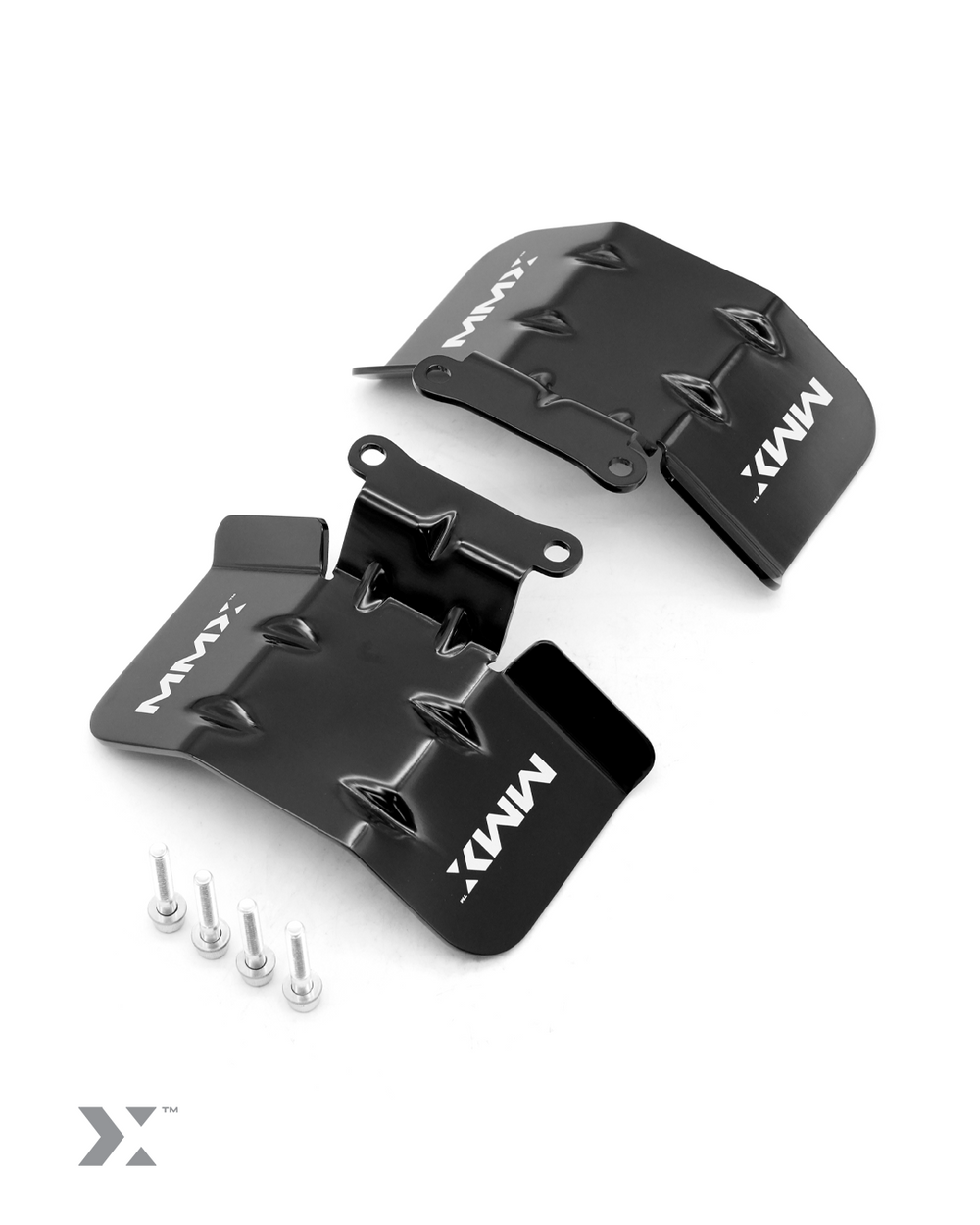 Pair of MMX Performance G8x BMW differential heat shields for driveshaft protection, designed to improve heat management.