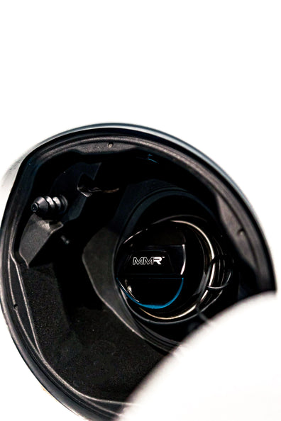 BMW MMX Performance billet fuel cap, all-metal fuel filler cap with a sleek, polished finish for enhanced vehicle performance.