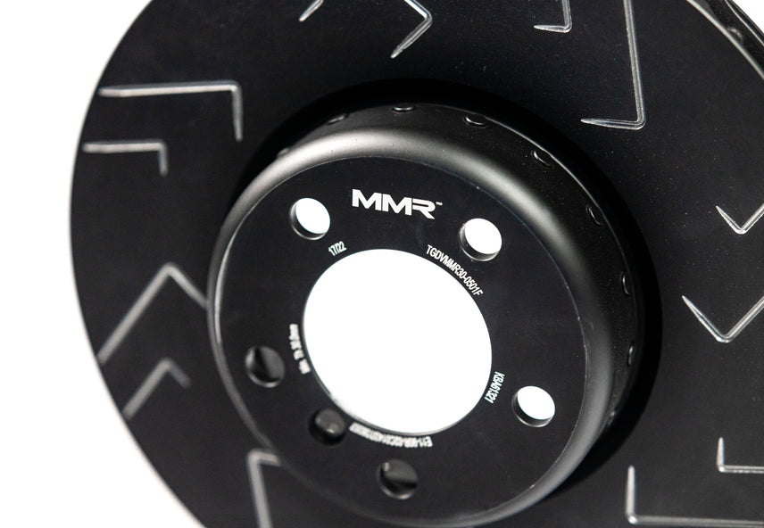 MMX Performance front brake discs for BMW F2x and F3x series, high-performance rotors for fast road driving.