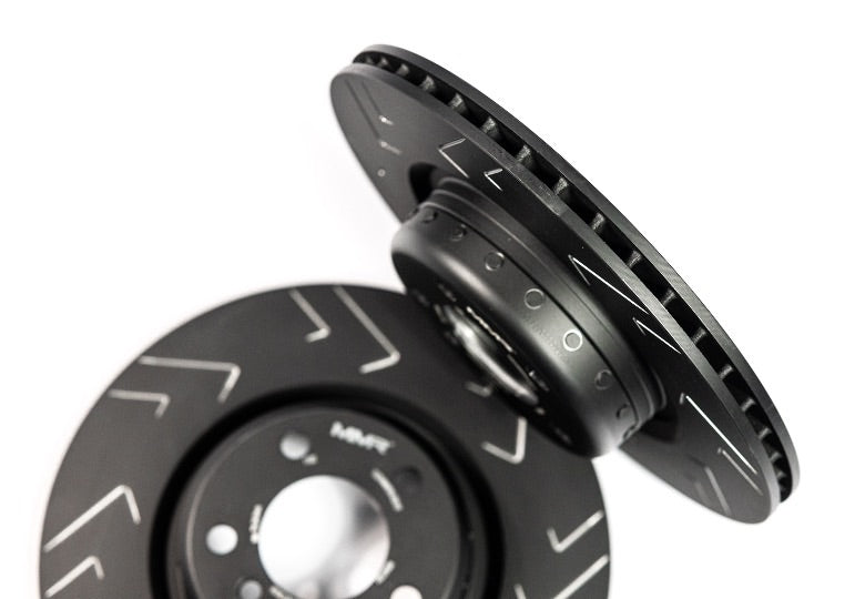 BMW F2x F3x front brake discs by MMX Performance, high-performance rotors for fast road driving.