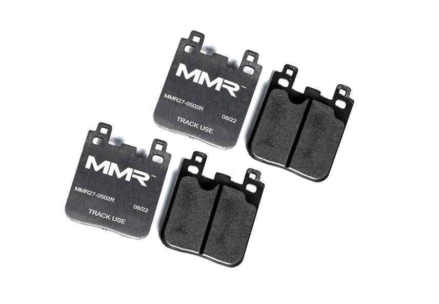 Rear BMW F8x, F2x, F3x MMX Performance brake pads for track use, RP750 model, designed for high-performance braking.