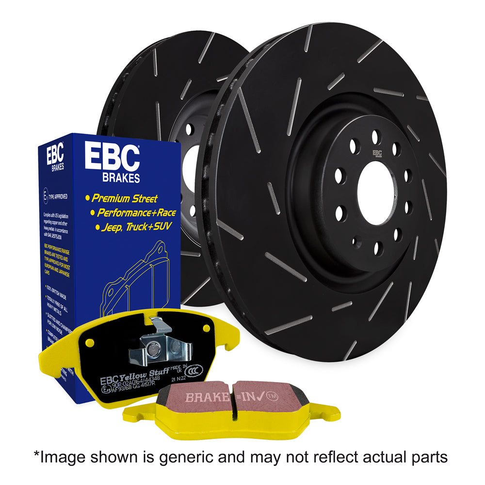 EBC rear brake pads kit PD08KR032 for Audi and VW, showing the black brake pad components and packaging.