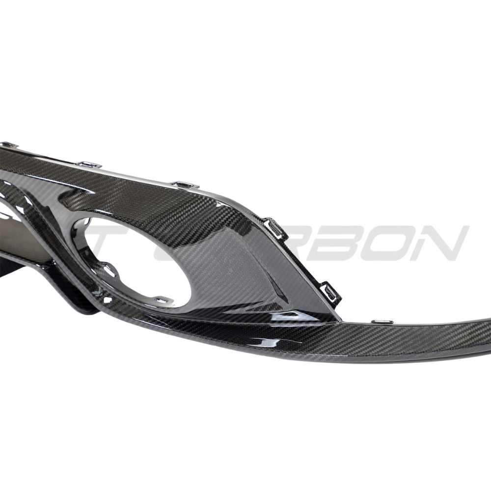 Porsche 911 992 Turbo S carbon fiber diffuser by CT Design, showcasing its sleek aerodynamic design and carbon fiber finish.