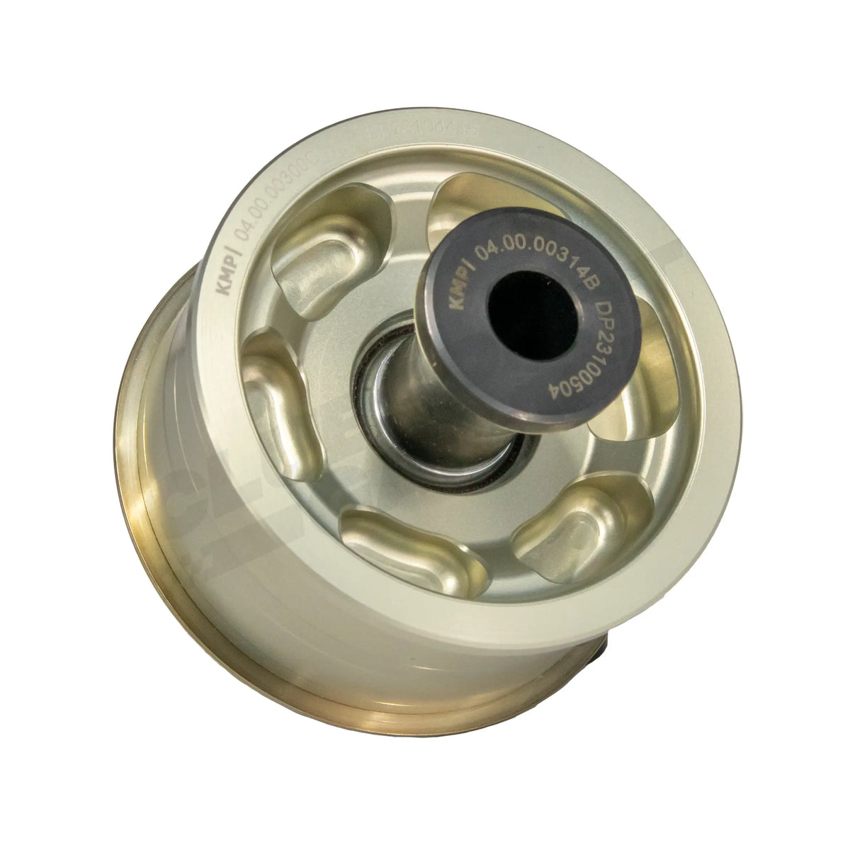 KMP Drivetrain front uniball kit for BMW F8X M2 M3 M4, showing black polyurethane bushings and metal components.