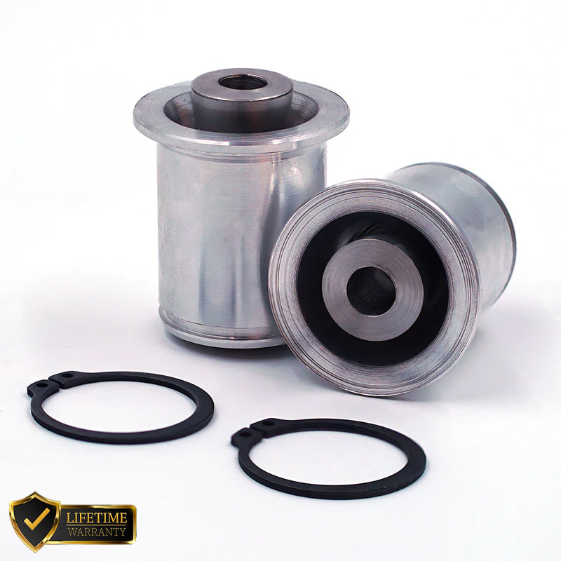 Suspension Secrets lower control arm inner monoball for Porsche 911 (996) GT3 suspension linkages, showing the black monoball component.
