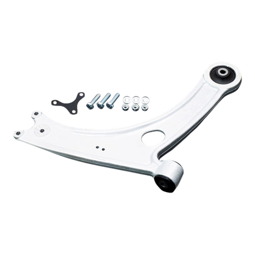 Hardrace Q0804 control arm for Audi A3 MK3 8V and MK4 8Y, showing the sturdy metal component with ball joint attachment.