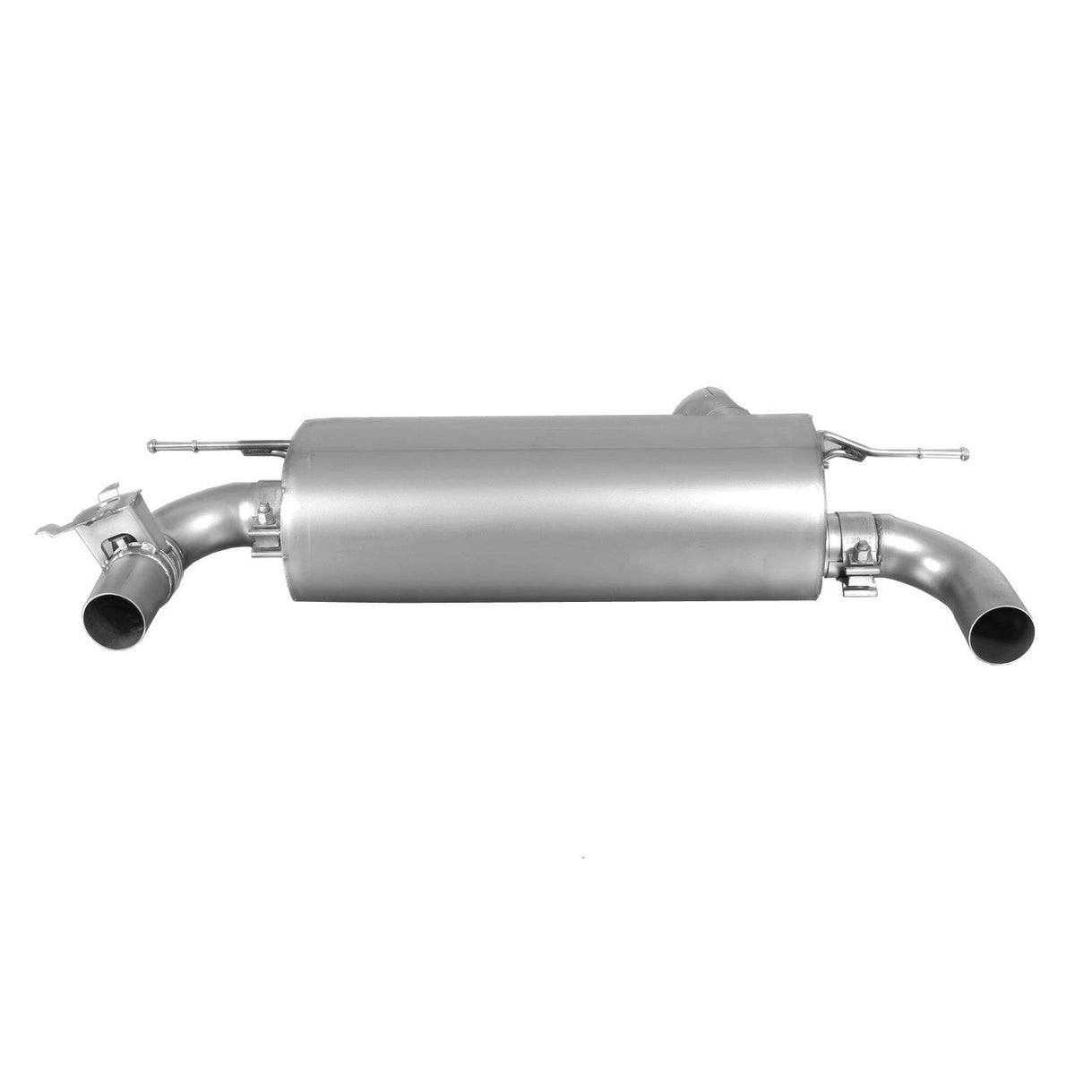 Remus axle-back rear silencer for BMW 340i and 440i LCI models, non-GPF vehicles, showing the exhaust system components.