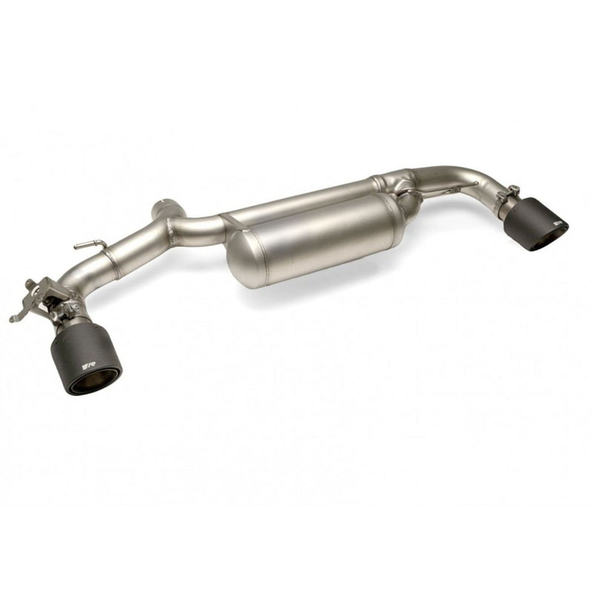 Remus axle-back exhaust system for BMW M135i and M235i xDrive F40/F44 models, showing polished stainless steel exhaust tips.
