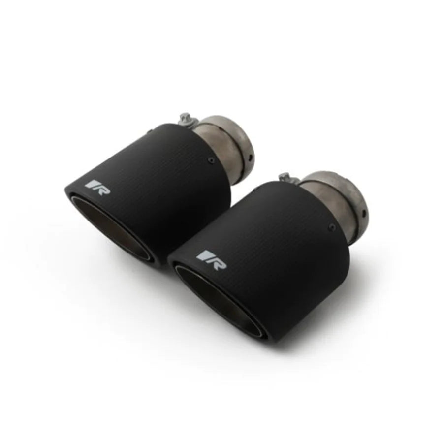 Remus BMW carbon fiber exhaust tips for M140i and M240i models, featuring sleek titanium finish and sporty design.