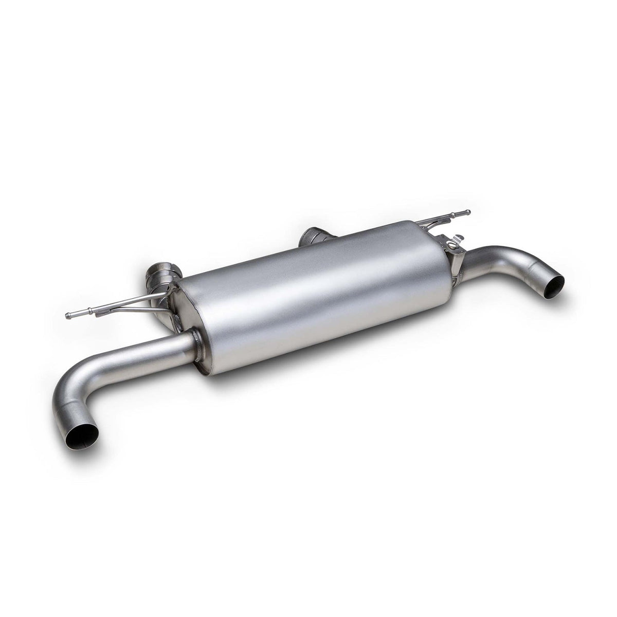 Remus axle back exhaust system for Toyota Supra A90 MK5 with black and chrome tips, showcasing the sleek exhaust pipes and tips.