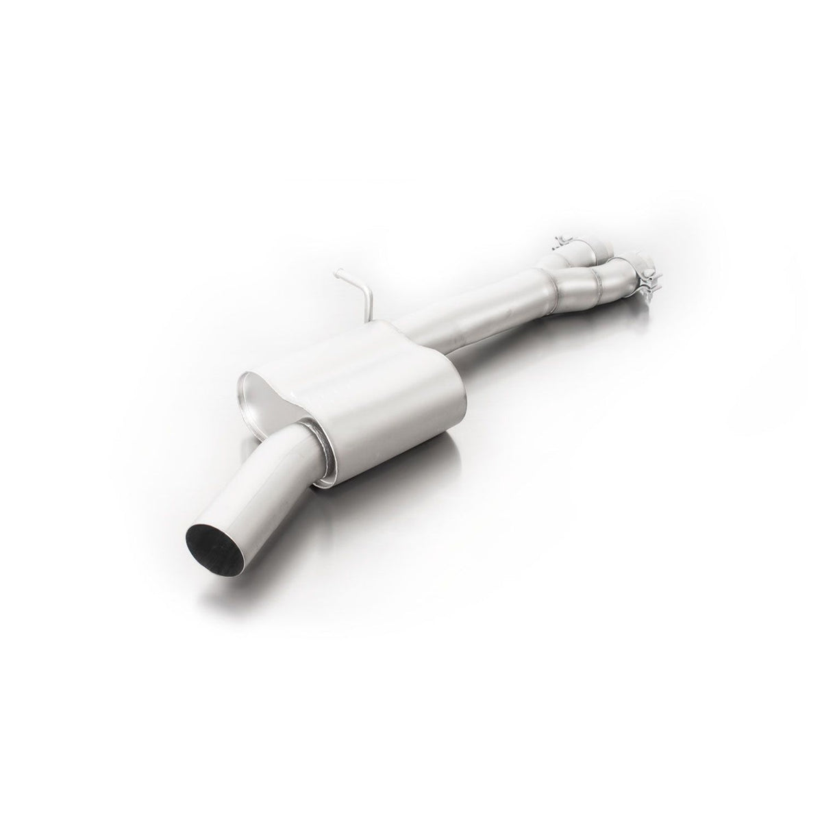 Remus Audi RS3 saloon GPF back exhaust system in stainless steel, featuring dual exhaust tips and polished finish.
