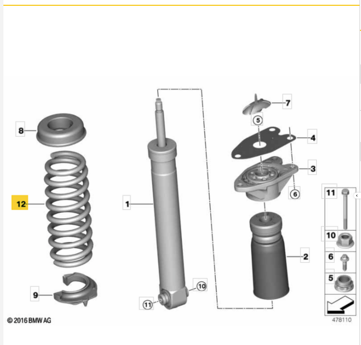 Genuine BMW M2 F87 rear suspension replacement spring, black coil spring for M2 and M2 Competition models.