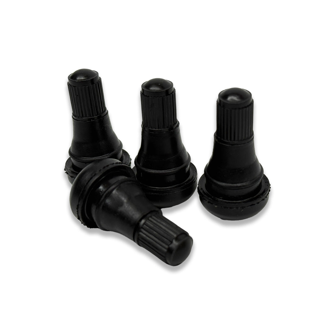 Close-up of XC3 Engineering TR412 Short Stubby Tyre Valve accessory with a compact, durable design for vehicle tires.
