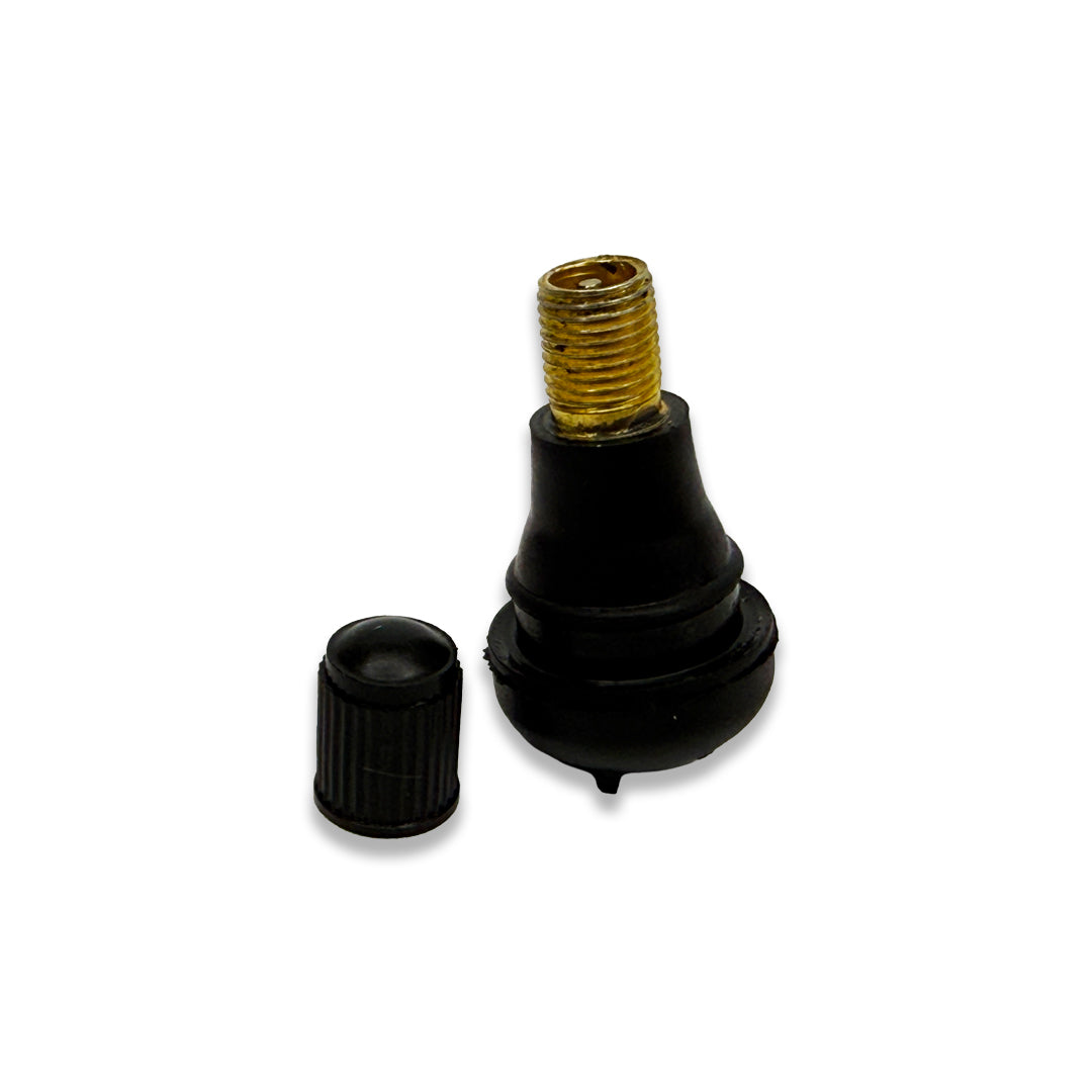 XC3 Engineering TR412 short stubby tyre valve accessory with black finish, designed for bicycle or vehicle wheels.