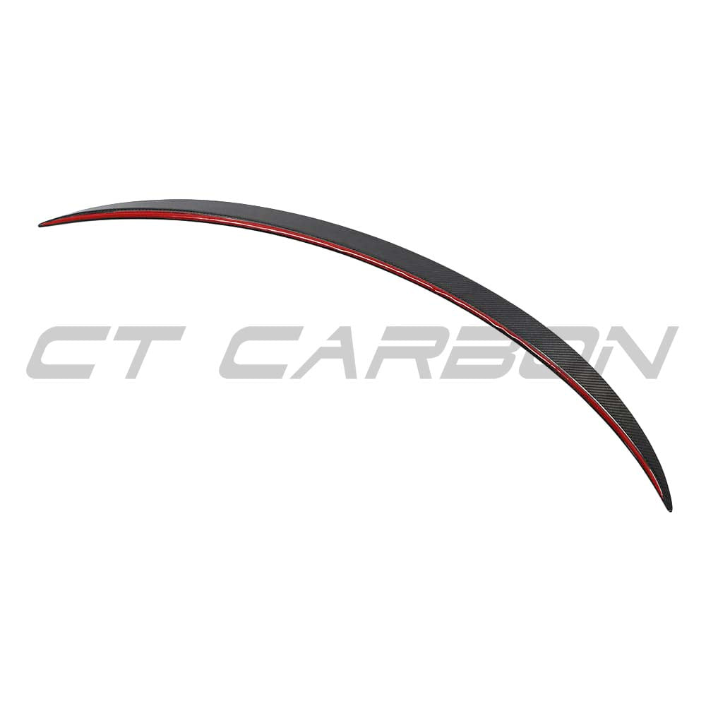 Tesla Model 3 2017-2023 CT Carbon V2 carbon fiber spoiler installed on the rear of the vehicle.
