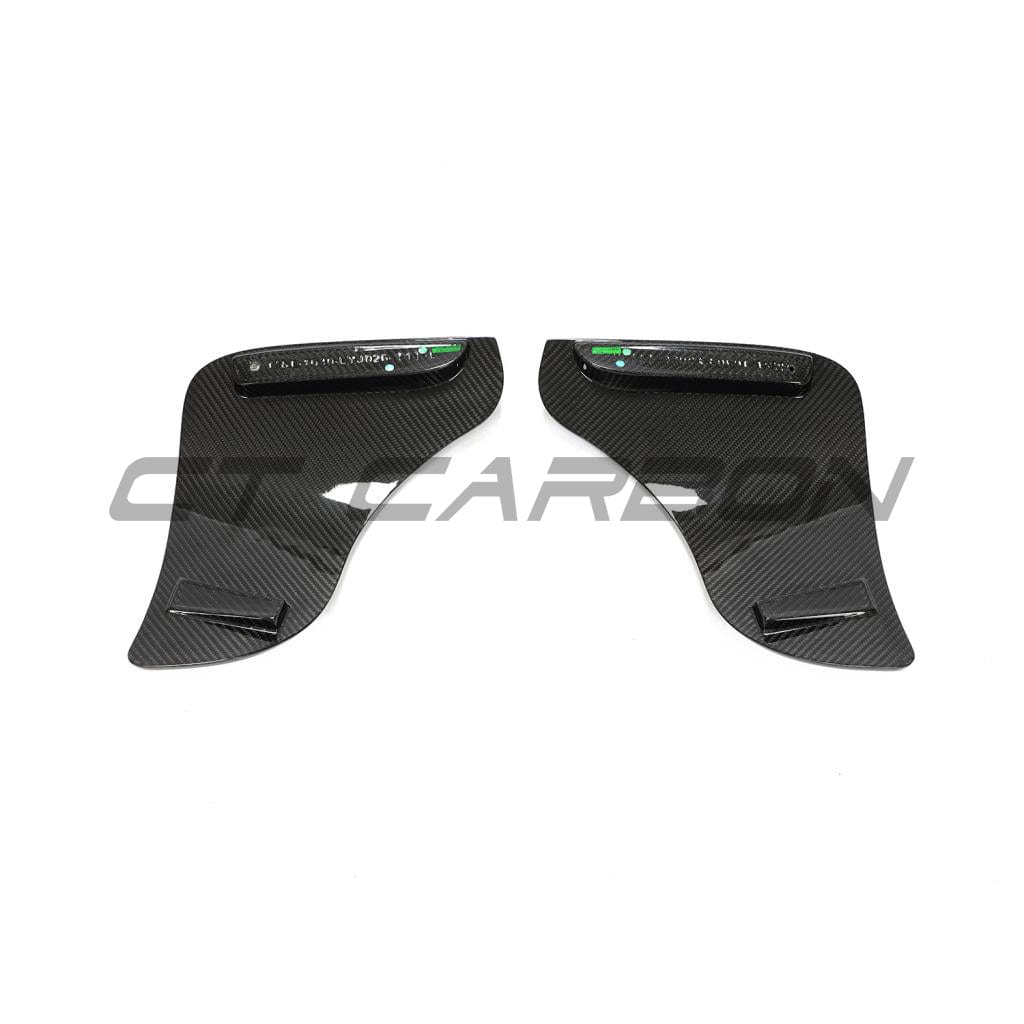 Tesla Model Y MK1 2020-2025 carbon fibre full kit by CT Carbon, featuring sleek carbon fibre components for the vehicle.