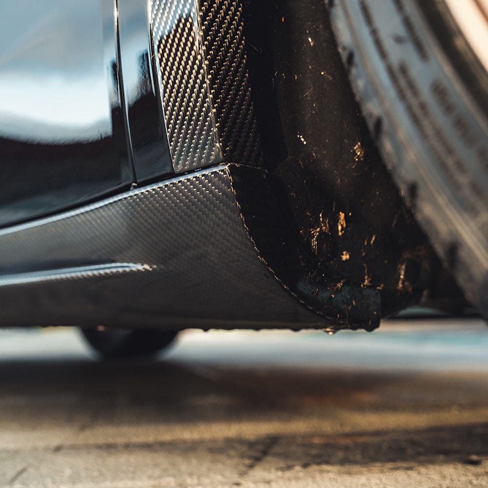 Tesla Model Y MK1 2020-2025 carbon fibre full kit by CT Carbon, showcasing the sleek, lightweight carbon fibre components.