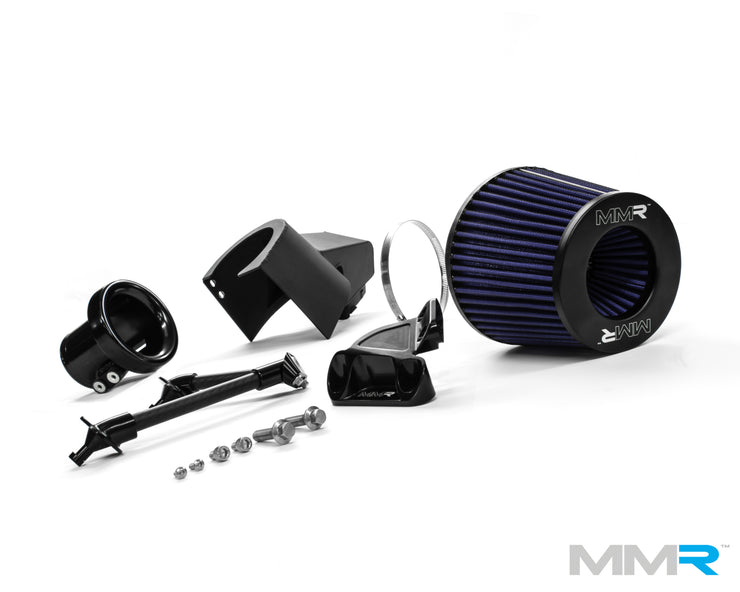 BMW B58 air intake kit by MMX Performance, induction kit with air filter and piping for M140i, M240i, 340i, and 440i models