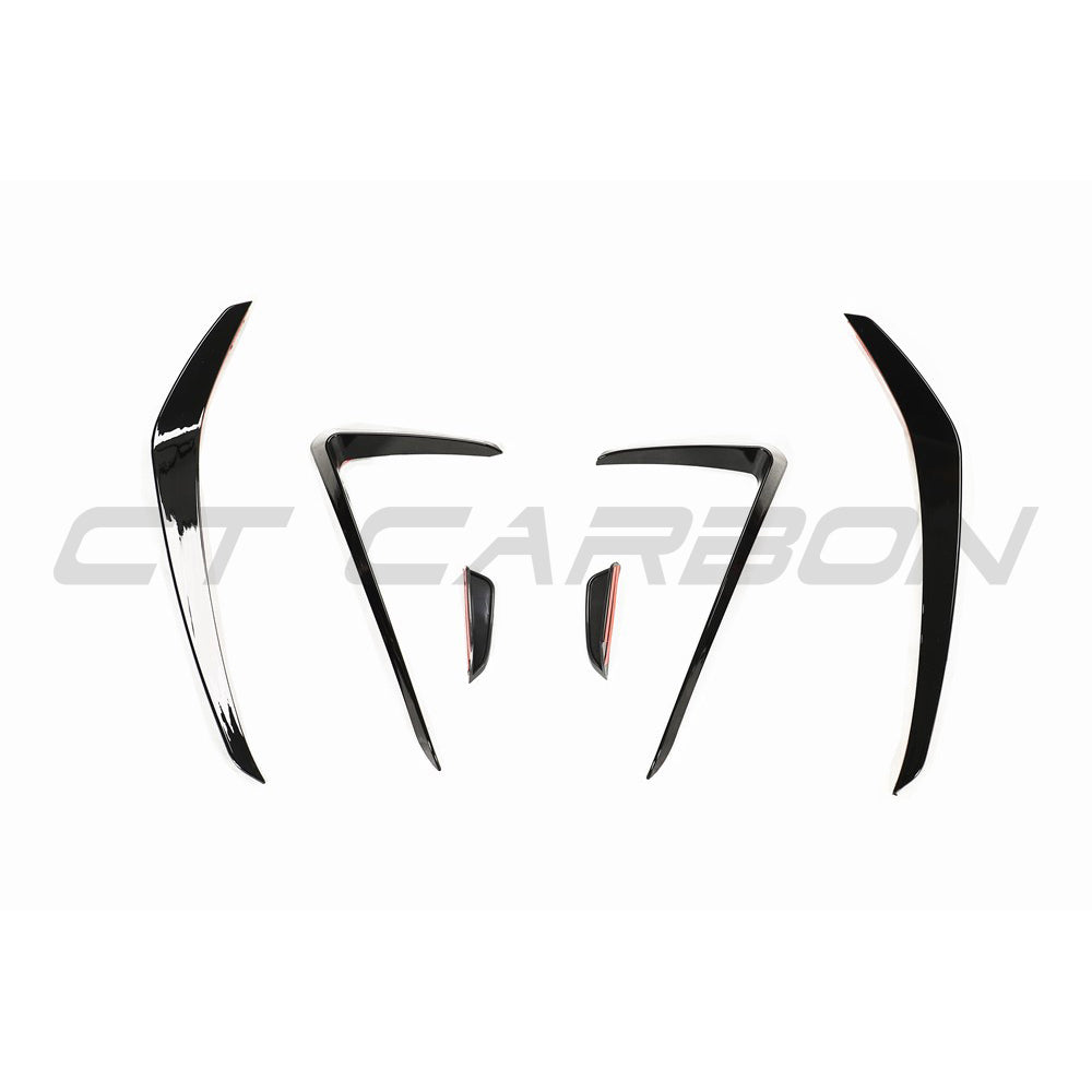 CT Carbon Volkswagen Golf MK7.5 GTI front bumper canards, aerodynamic accessories enhancing the vehicle's sporty look.