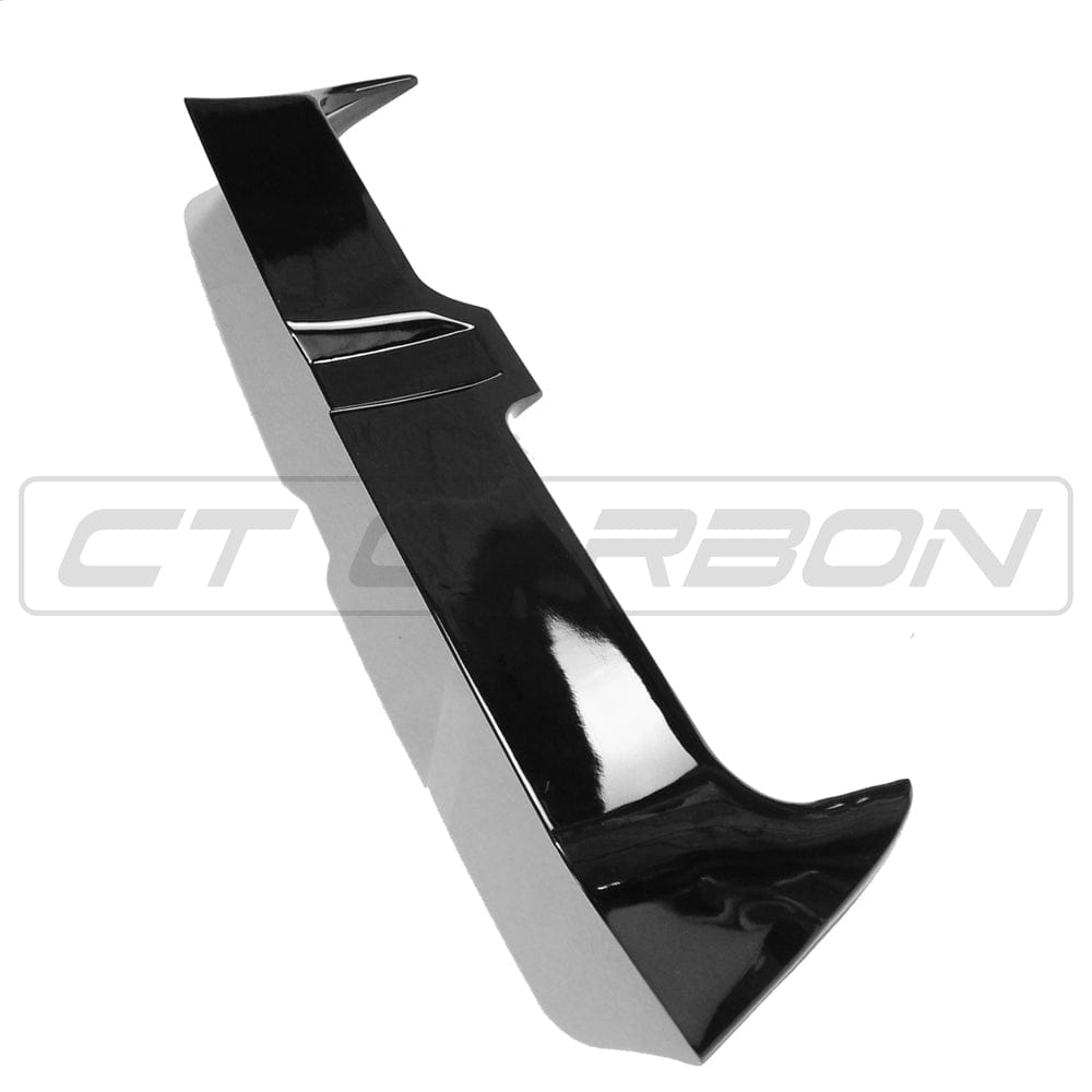 Gloss black CT Carbon spoiler for Volkswagen Polo MK5 2014-2017, showing the sleek, aerodynamic design on the car's rear.