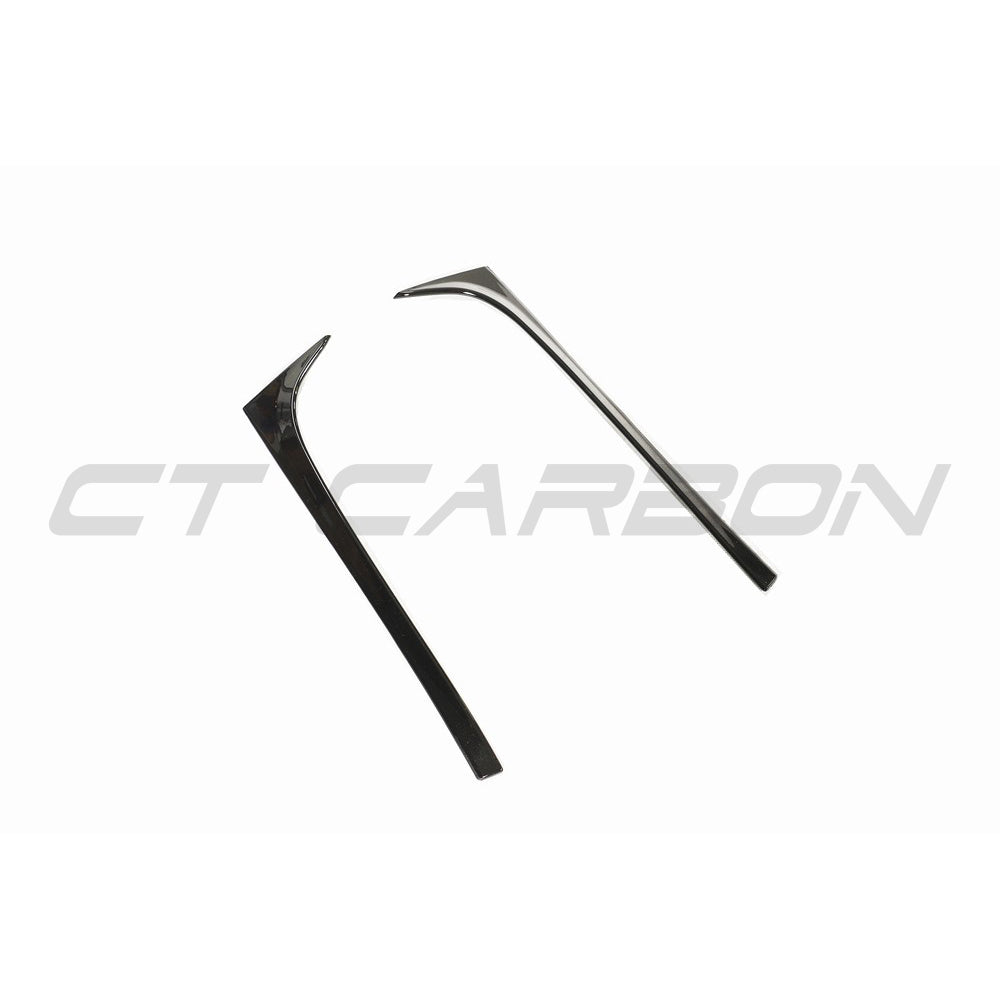 Volkswagen Polo MK6 gloss black rear window trim accessory by CT Carbon, close-up view of the sleek black finish.